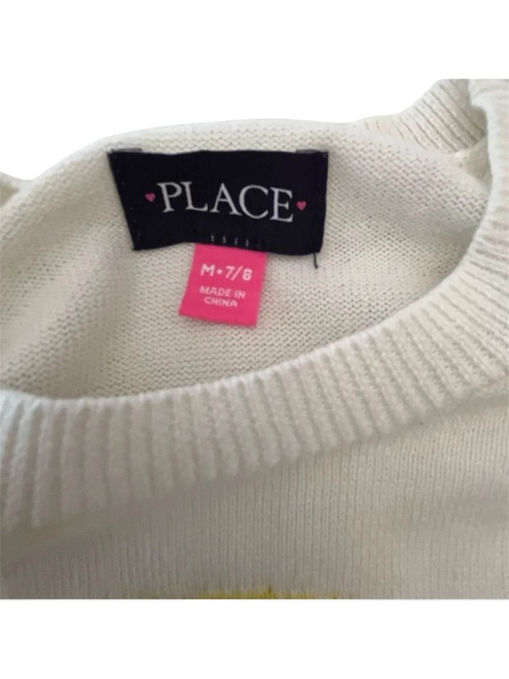 The Children’s Place Girls 7/8 Smiley Face Sunglasses Sweater White